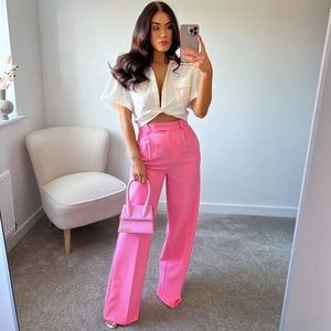 ZARA Wide Leg Pants Pink